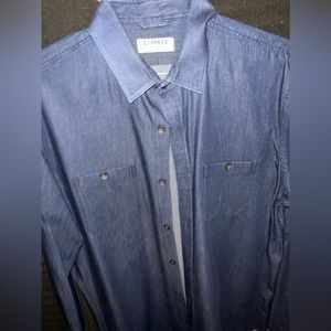 Men’s Express Denim Long-Sleeve Button Down Shirt